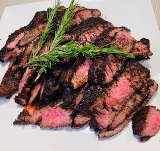 deliciously good flank steak with cocoa-coffee rub
