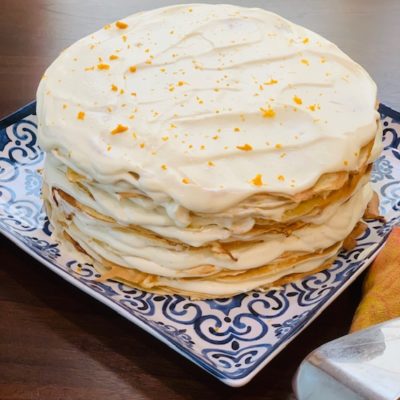 orange cream crepe cake