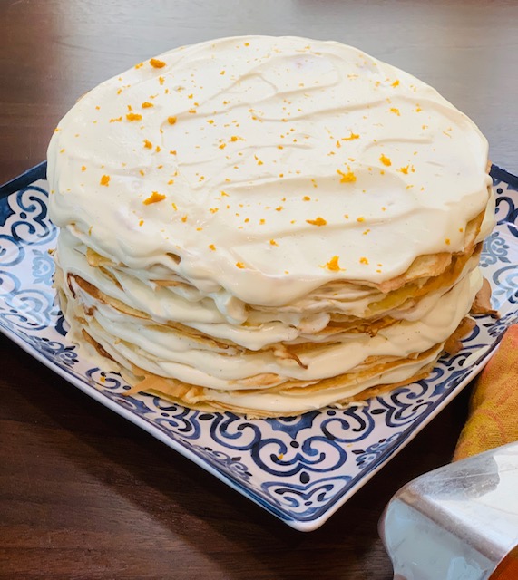 Orange cream crêpe cake