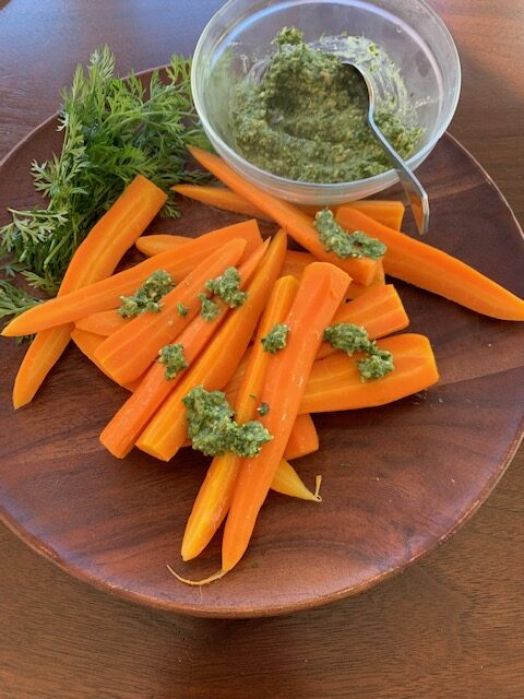 Carrots with carrot top pesto